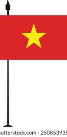 Este diseño muestra la bandera vietnamita en un asta de la bandera, simbolizando el orgullo nacional. Perfecto para contenido educativo, guías de viaje o proyectos culturales, con una presentación limpia y detallada