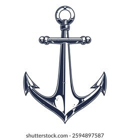 This design showcases a vintage anchor with intricate details. The anchor is prominently displayed highlighting nautical themes and maritime tradition. Perfect for marine enthusiasts.