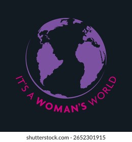 Este desenho mostra o perfil da cabeça e do ombro de uma mulher, na forma negativa (a área do oceano), reforçando visualmente o slogan Woman's World.
