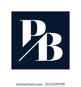 This design is a simple initial logo of letter PB in white color on a black square shape