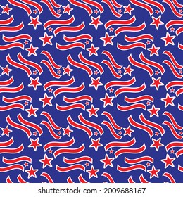 This design uses traditional elements of the U.S. flag in a seamless repeating variation motif.