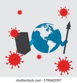
This design vector describes the current state of the world. The whole world is at war with the Covid-19 pandemic. Hopefully this pandemic will end soon