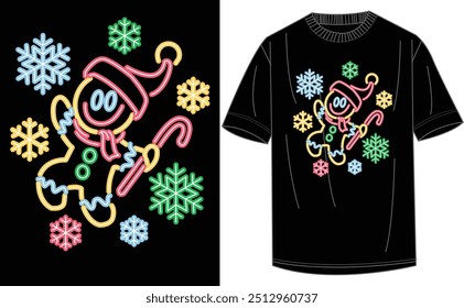 This design would be a fun and stylish choice for holiday parties, winter events, or anyone wanting to embrace the joyful spirit of the season with a touch of neon nostalgia.