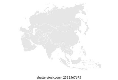 This detailed grayscale asia map is excellent for data visualization in corporate settings. Present global market trends or international expansion strategies with this clear and precise world map.