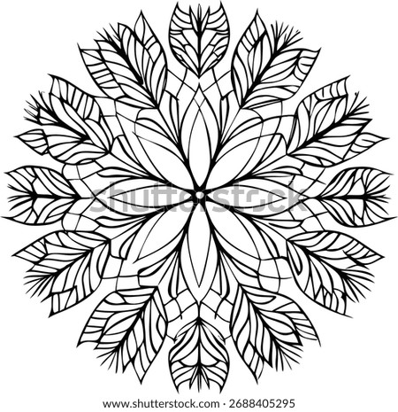 This detailed mandala design showcases intricate line work and a beautiful floral pattern. Its complexity and elegance make it a standout choice for artistic endeavors.