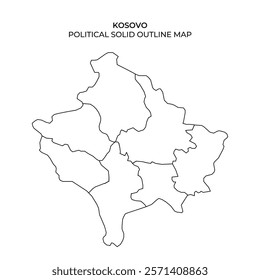 This detailed map displays the political divisions of Kosovo with clear outlines of regions. It serves as a visual representation of the countrys administrative boundaries.