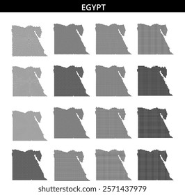 This detailed map of Egypt showcases various geographical features and regions using a dot pattern for visual distinction.