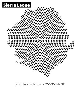 This detailed map of Sierra Leone showcases its shape and geographical features in a unique dotted design.