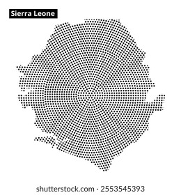 This detailed map of Sierra Leone showcases its shape and geographical features in a unique dotted design.