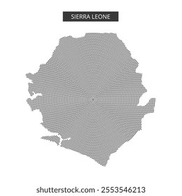 This detailed map of Sierra Leone showcases its shape and geographical features in a unique dotted design.