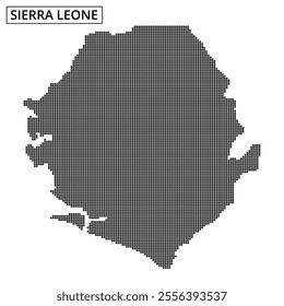 This detailed map of Sierra Leone showcases its shape and geographical features in a unique dotted design.