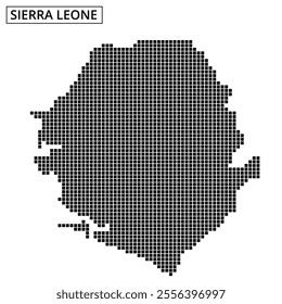 This detailed map of Sierra Leone showcases its shape and geographical features in a unique dotted design.