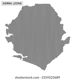 This detailed map of Sierra Leone showcases its shape and geographical features in a unique dotted design.