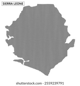 This detailed map of Sierra Leone showcases its shape and geographical features in a unique dotted design.