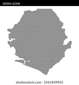 This detailed map of Sierra Leone showcases its shape and geographical features in a unique dotted design.