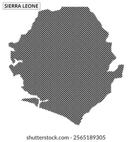 This detailed map of Sierra Leone showcases its shape and geographical features in a unique dotted design.