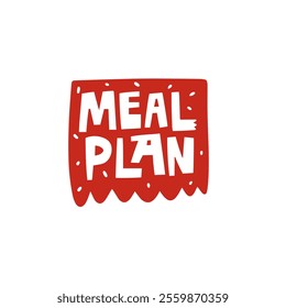 This is a detailed meal plan design that showcases a vibrant combination of red and white colors set against a clean white background