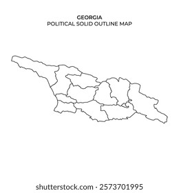 This detailed outline map displays the political divisions of Georgia, featuring distinct borders for each region. It serves as a useful reference for geographical studies.