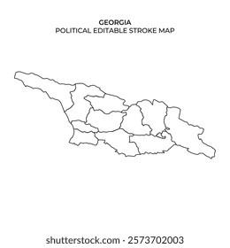 This detailed outline shows the political divisions of Georgia, highlighting various regions within the country.