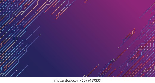 This is Diagonal Chromatic Circuit of Technology Background. Technology industrial and business illustration. Cool design for presentation or banner background with middle copy space.