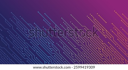 This is Diagonal Chromatic Circuit of Technology Background. Technology industrial and business illustration. Cool design for presentation or banner background with top copy space.
