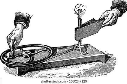 This diagram represents Tyndall's Experiment, vintage line drawing or engraving illustration.