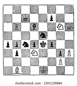 This is different strategy of Chess. In this game there are black & white pieces of chess, vintage line drawing or engraving illustration.