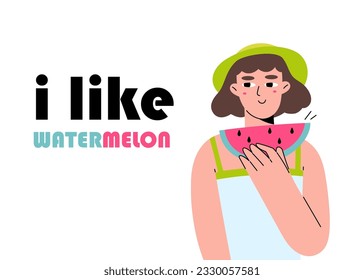  This digital illustration depicts a girl holding a watermelon slice, capturing the essence of summer. The watermelon symbolizes the refreshing and sweet delights of the season.

