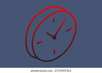 This is a digital illustration featuring an isometric outline icon of a clock or timepiece.