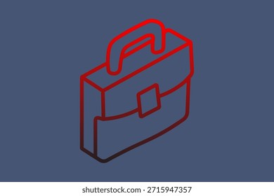 Esta es una ilustración digital con un icono de contorno isométrico de un maletín o cartera.