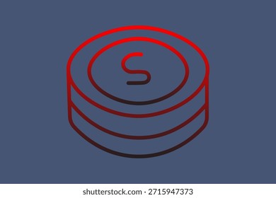 Esta es una ilustración digital con un icono de contorno de una pila de monedas.