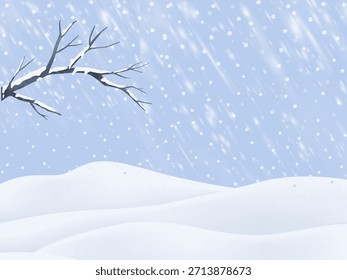 Esta es una ilustración digital de una escena nevada de invierno.