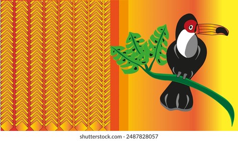 This digital illustration with toucan and diamonds is perfect for printing fabrics, wallpaper, as well as being a great addition to your company logo and branding.