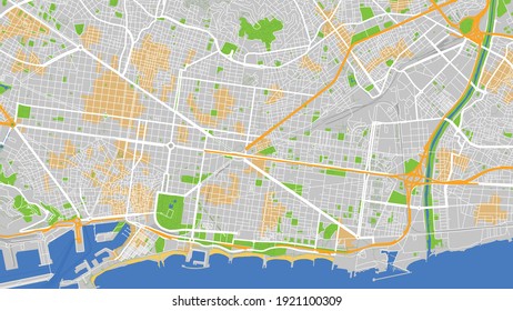 This Is A Digital Map City. It Is Barcelona