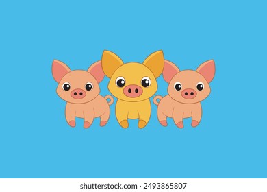 This digital product features a charming vector artwork of the classic fairy tale "The Three Little Pigs". The illustration captures the playful and adventurous spirit of the three pigs .