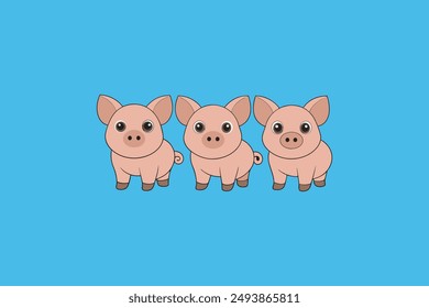 This digital product features a charming vector artwork of the classic fairy tale "The Three Little Pigs". The illustration captures the playful and adventurous spirit of the three pigs .