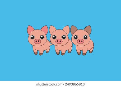 This digital product features a charming vector artwork of the classic fairy tale "The Three Little Pigs". The illustration captures the playful and adventurous spirit of the three pigs .