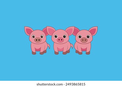 This digital product features a charming vector artwork of the classic fairy tale "The Three Little Pigs". The illustration captures the playful and adventurous spirit of the three pigs .