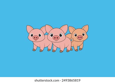 This digital product features a charming vector artwork of the classic fairy tale "The Three Little Pigs". The illustration captures the playful and adventurous spirit of the three pigs .