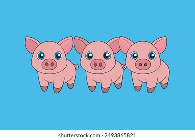 This digital product features a charming vector artwork of the classic fairy tale "The Three Little Pigs". The illustration captures the playful and adventurous spirit of the three pigs .