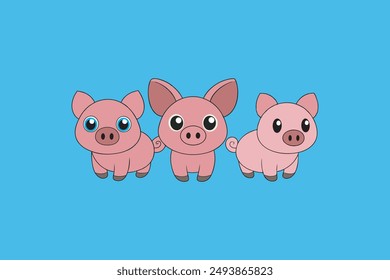 This digital product features a charming vector artwork of the classic fairy tale "The Three Little Pigs". The illustration captures the playful and adventurous spirit of the three pigs .