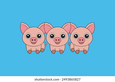 This digital product features a charming vector artwork of the classic fairy tale "The Three Little Pigs". The illustration captures the playful and adventurous spirit of the three pigs .