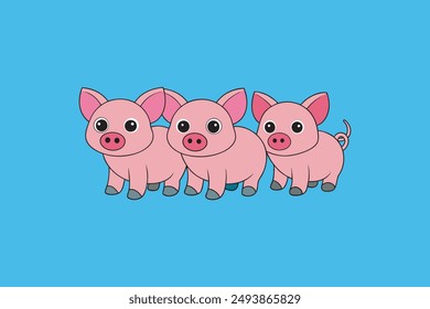 This digital product features a charming vector artwork of the classic fairy tale "The Three Little Pigs". The illustration captures the playful and adventurous spirit of the three pigs .