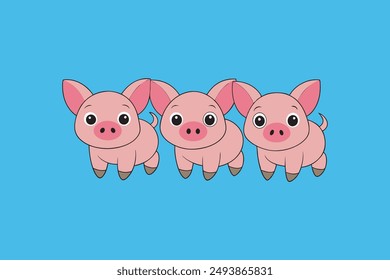 This digital product features a charming vector artwork of the classic fairy tale "The Three Little Pigs". The illustration captures the playful and adventurous spirit of the three pigs .