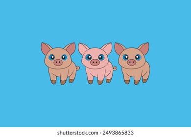 This digital product features a charming vector artwork of the classic fairy tale "The Three Little Pigs". The illustration captures the playful and adventurous spirit of the three pigs .