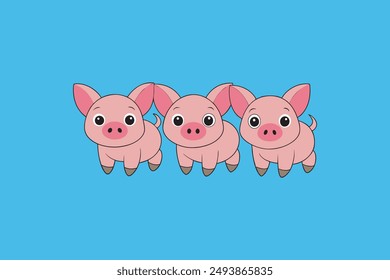 This digital product features a charming vector artwork of the classic fairy tale "The Three Little Pigs". The illustration captures the playful and adventurous spirit of the three pigs .