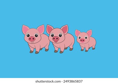 This digital product features a charming vector artwork of the classic fairy tale "The Three Little Pigs". The illustration captures the playful and adventurous spirit of the three pigs .