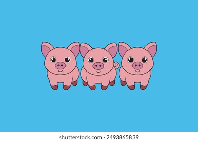 This digital product features a charming vector artwork of the classic fairy tale "The Three Little Pigs". The illustration captures the playful and adventurous spirit of the three pigs .