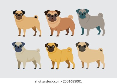 This digital product features a charming and detailed vector artwork of a beautiful Pug dog, capturing its unique facial expressions and adorable characteristics, perfect for pet lovers .