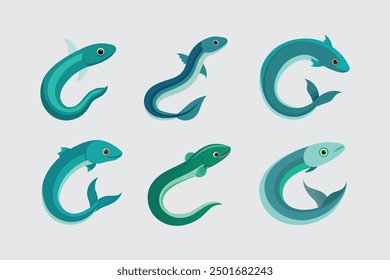 This digital product features a detailed vector artwork of the American Glass Eel fish, showcasing its unique elongated body and translucent appearance. 